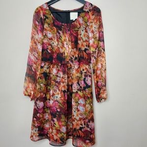 Modcloth floral long sleeve mini dress